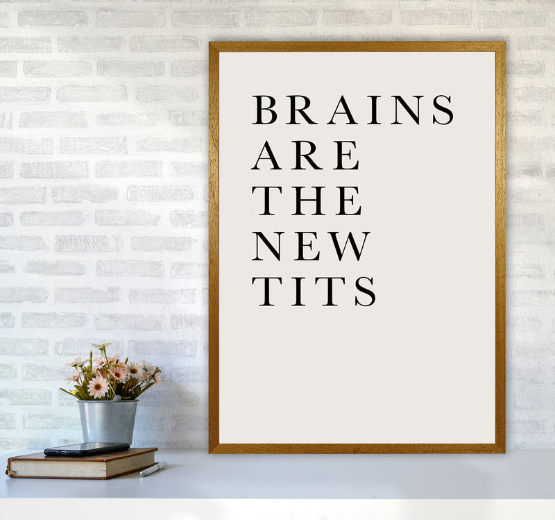 Brains Are The New Tits Funny Quote Art Print by Kubistika A1 Print Only