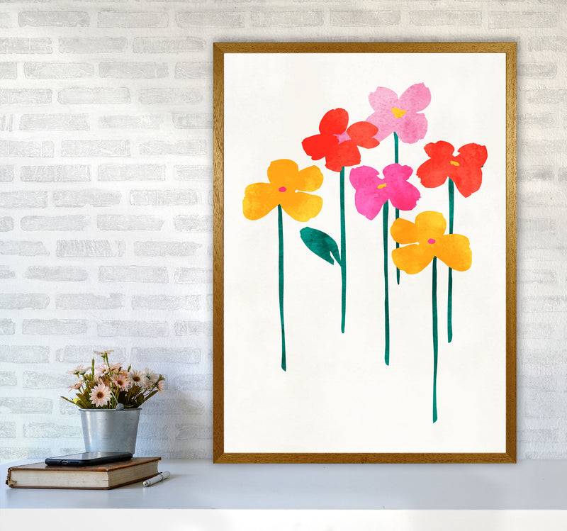 Little Happy Flowers Colourful Art Print by Kubistika A1 Print Only