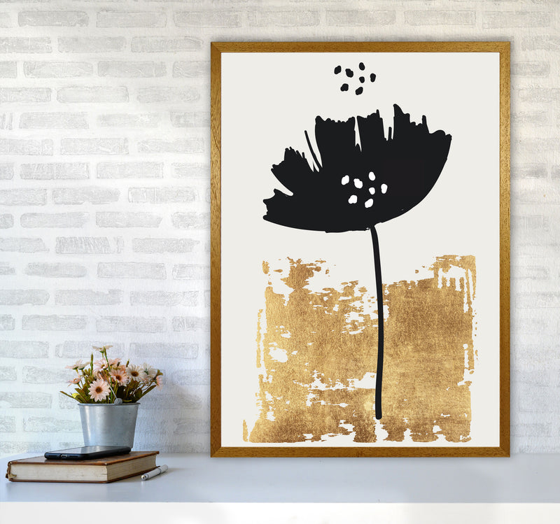 Black Poppy Floral Contemporary Art Print by Kubistika A1 Print Only