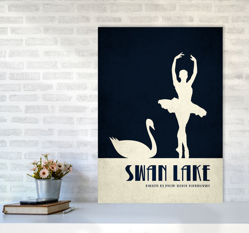 Swan Lake Ballet Poster Contemporary Art Print by Kubistika A1 Black Frame