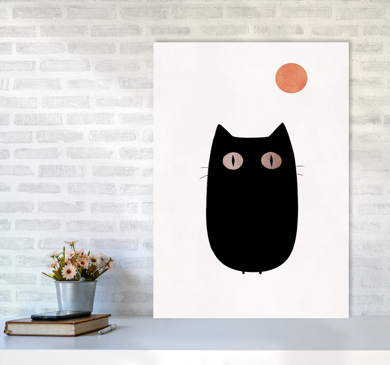 The Cat Contemporary Art Print by Kubistika A1 Black Frame