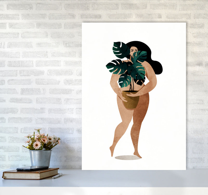 Nude With Plant Contemporary Art Print by Kubistika A1 Black Frame