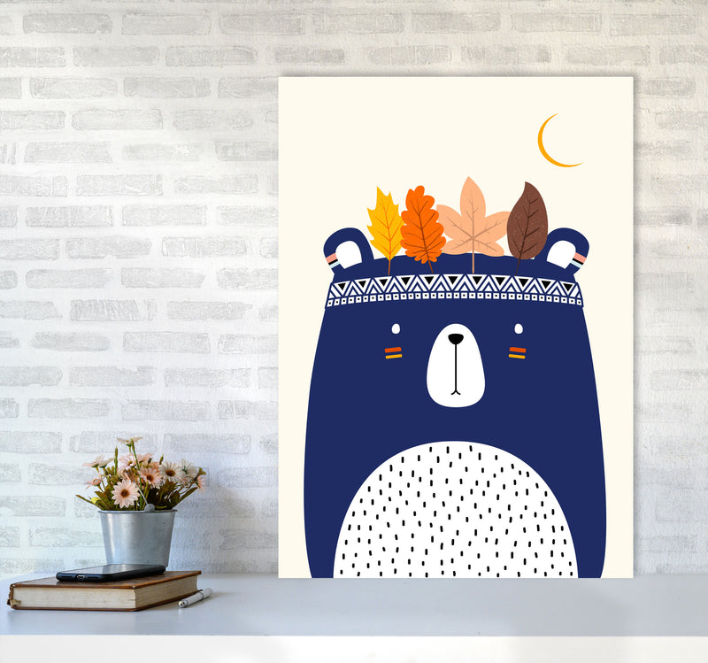 Little Cute Bear Nursery Art Print by Kubisitika A1 Black Frame