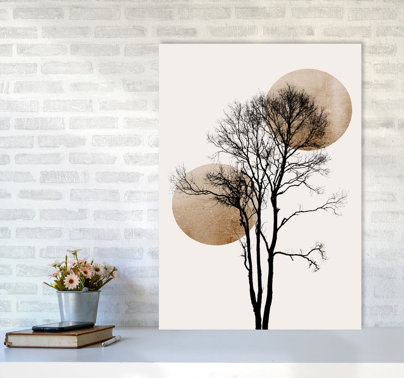 Sun and Moon hiding-GOLD Contemporary Art Print by Kubistika A1 Black Frame