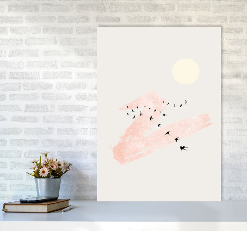 Sun and Heaven Contemporary Art Print by Kubistika A1 Black Frame