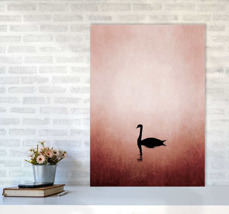 The Swan Contemporary Art Print by Kubistika A1 Black Frame