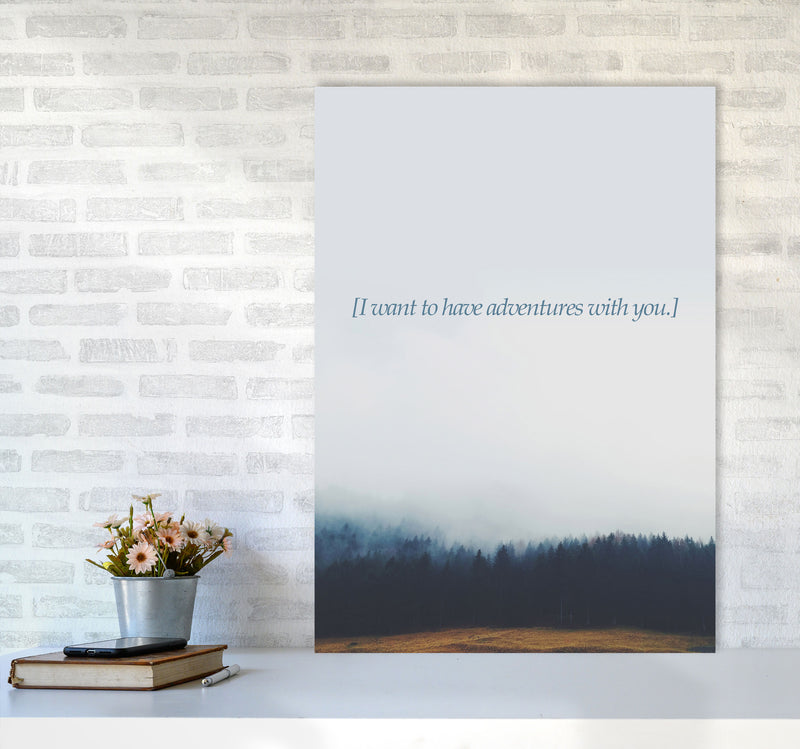 Adventures With You Quote Art Print by Kubistika A1 Black Frame
