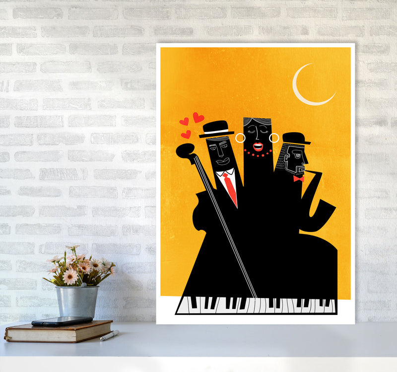 Casablanca Jazz-YELLOW Modern Music Art Print by Kubistika A1 Black Frame