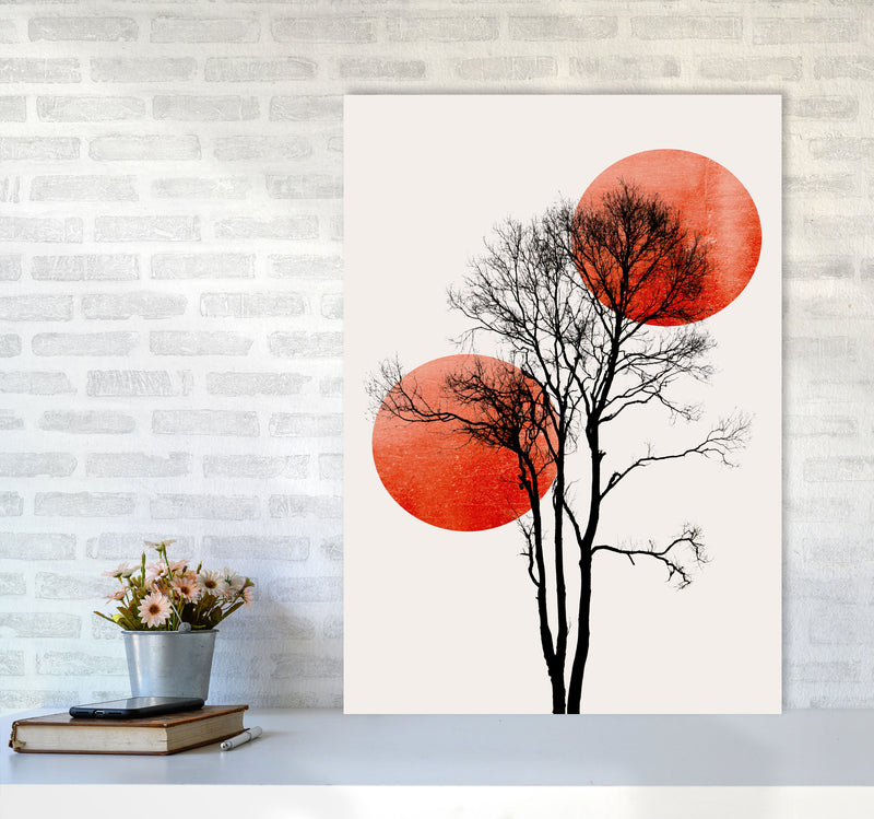 Sun and Moon hiding-ROUGE Contemporary Art Print by Kubistika A1 Black Frame