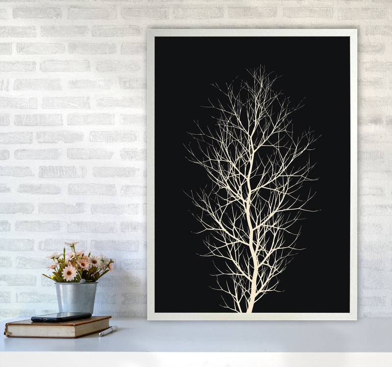 The Tree - WHITE Contemporary Art Print by Kubistika A1 Oak Frame