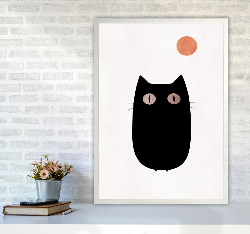 The Cat Contemporary Art Print by Kubistika A1 Oak Frame