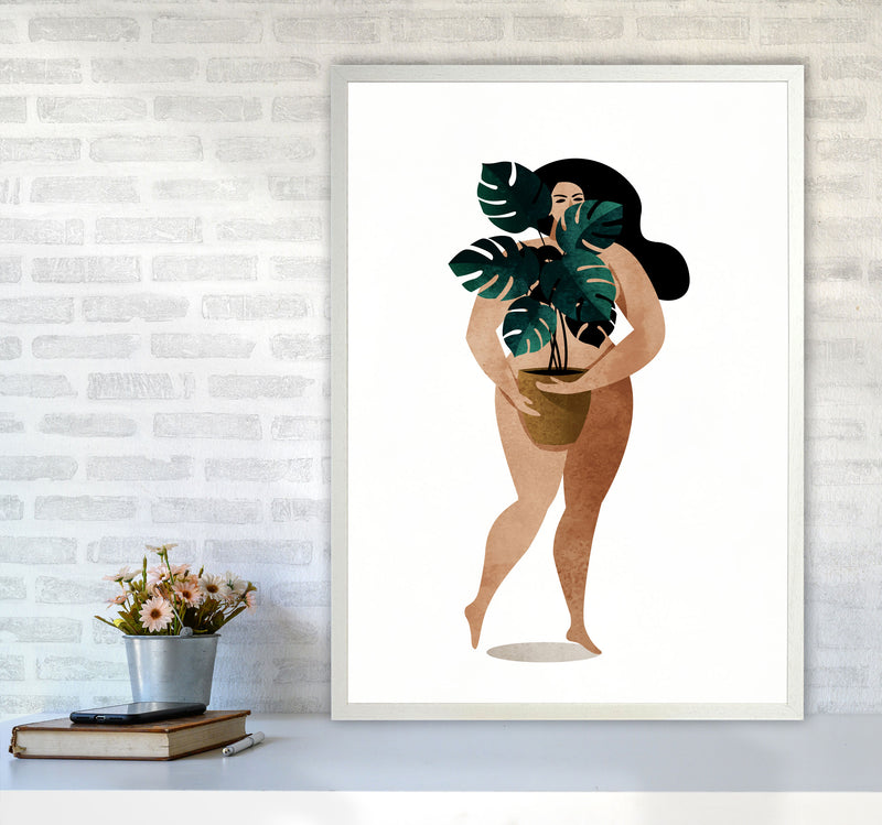 Nude With Plant Contemporary Art Print by Kubistika A1 Oak Frame