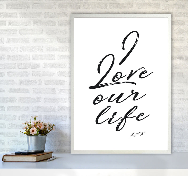 Love Our Life Quote Art Print by Kubistika A1 Oak Frame
