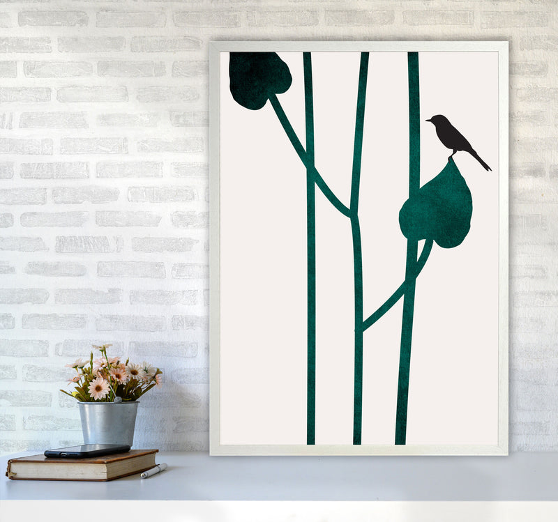 The Bird - NOIR Contemporary Art Print by Kubistika A1 Oak Frame