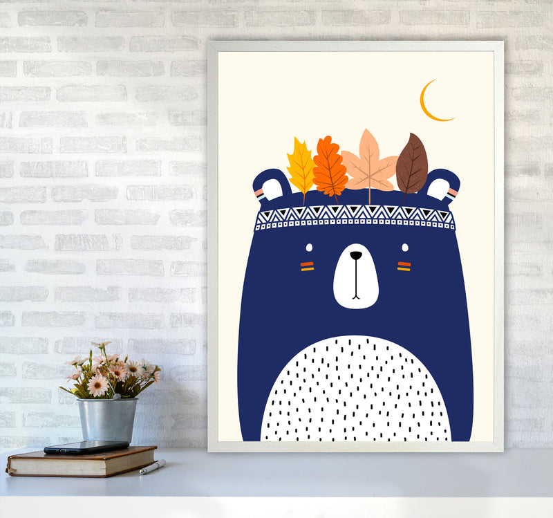 Little Cute Bear Nursery Art Print by Kubisitika A1 Oak Frame