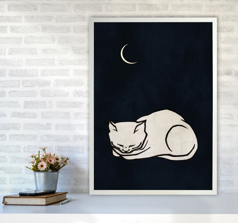 Cozy dreams Vintage Art Print by Kubistika A1 Oak Frame