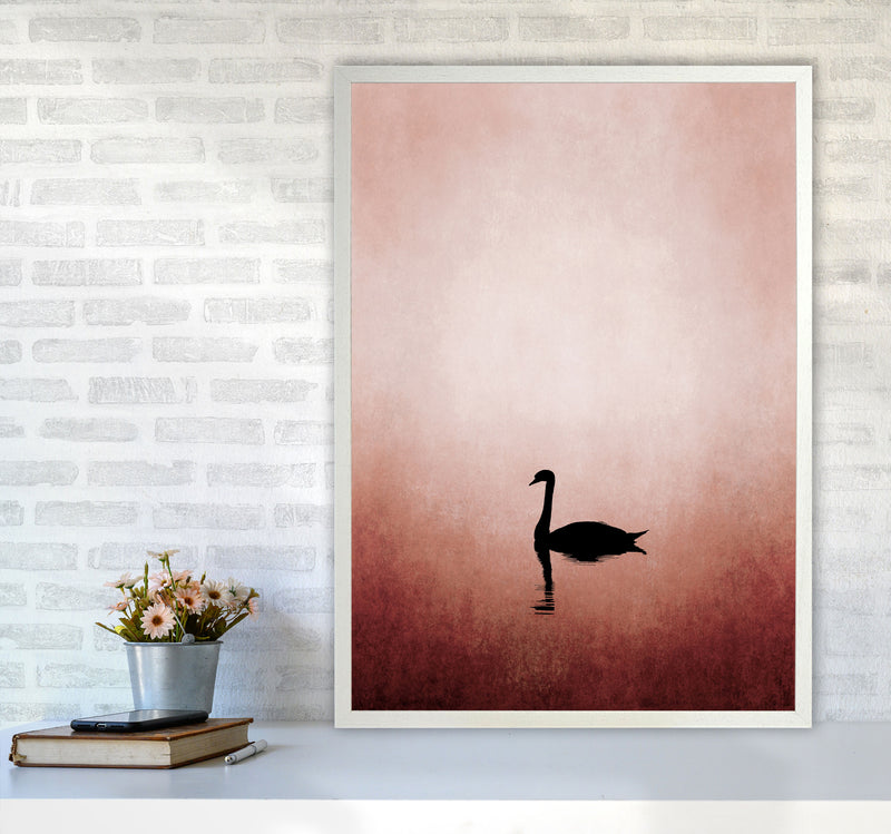 The Swan Contemporary Art Print by Kubistika A1 Oak Frame