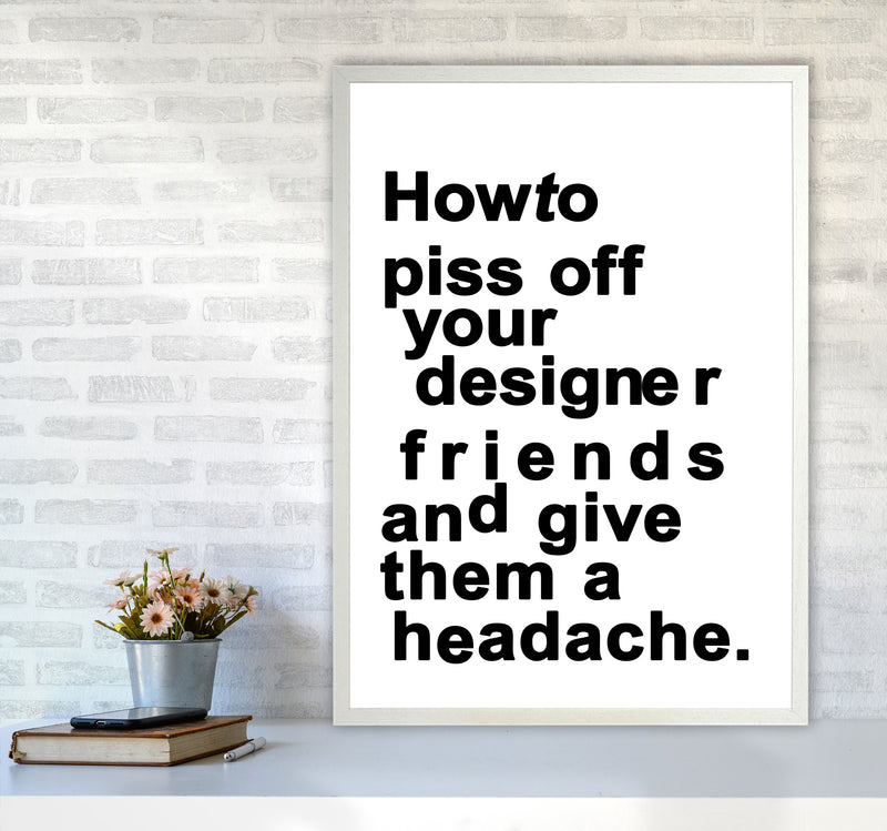 The Headache - WHITE Quote Art Print by Kubistika A1 Oak Frame