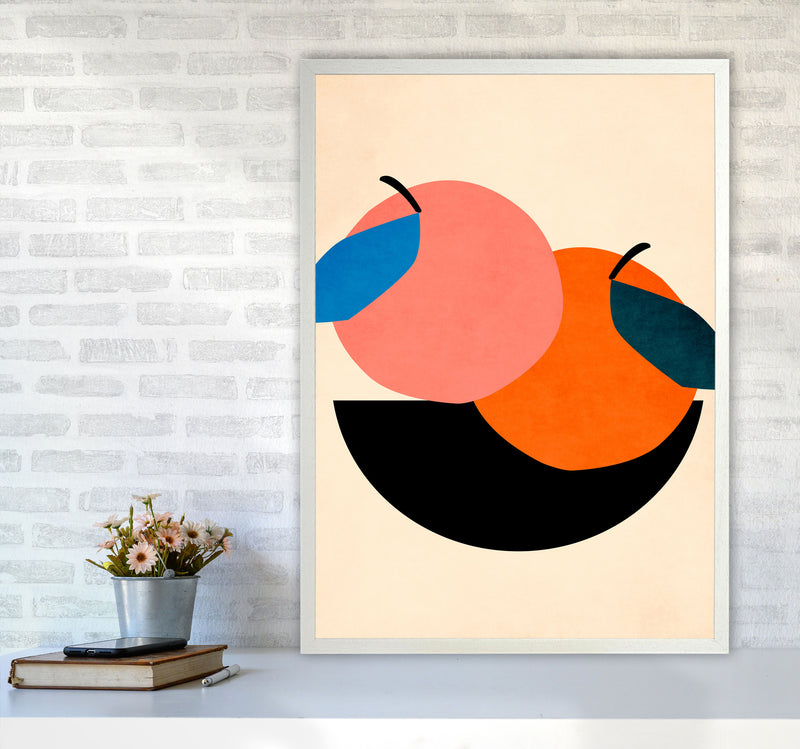 Two Apples Art Print by Kubistika A1 Oak Frame