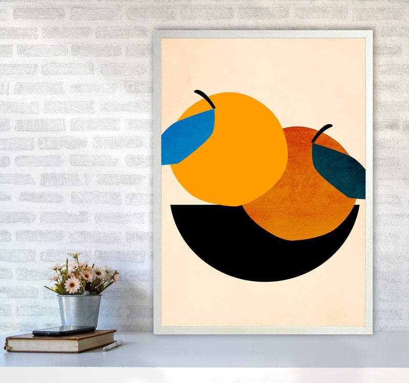 Two Oranges X Art Print by Kubistika A1 Oak Frame