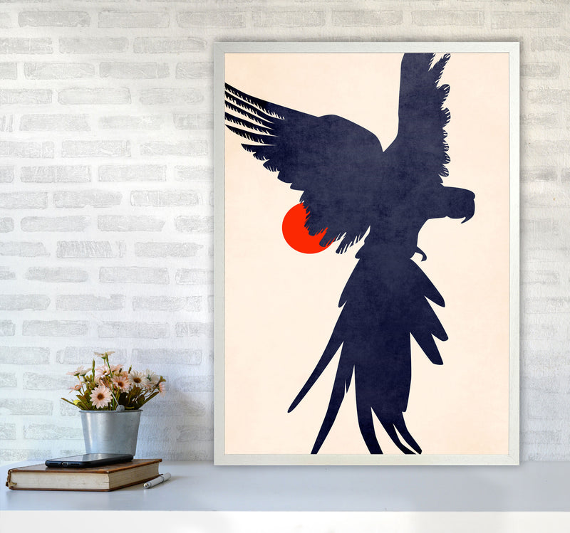 Parrot Art Print by Kubistika A1 Oak Frame