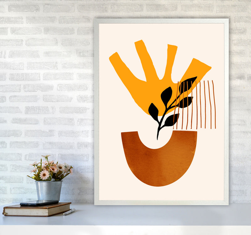 Mid Century X Art Print by Kubistika A1 Oak Frame