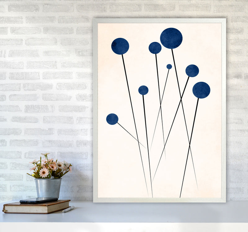 Blue Flowers In The Wilderness - 2 Art Print by Kubistika A1 Oak Frame