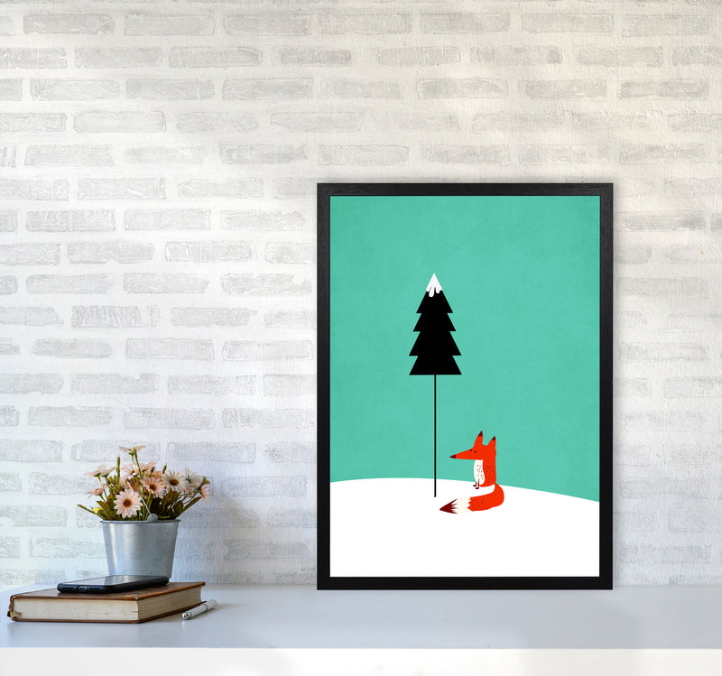 A Cute Little Fox  Modern Animal Art Print by Kubistika A2 White Frame