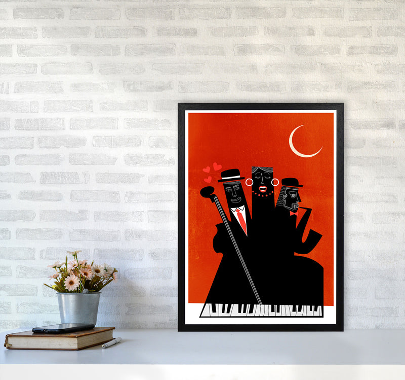 Casablanca Jazz-RED Modern Music Art Print by Kubistika A2 White Frame