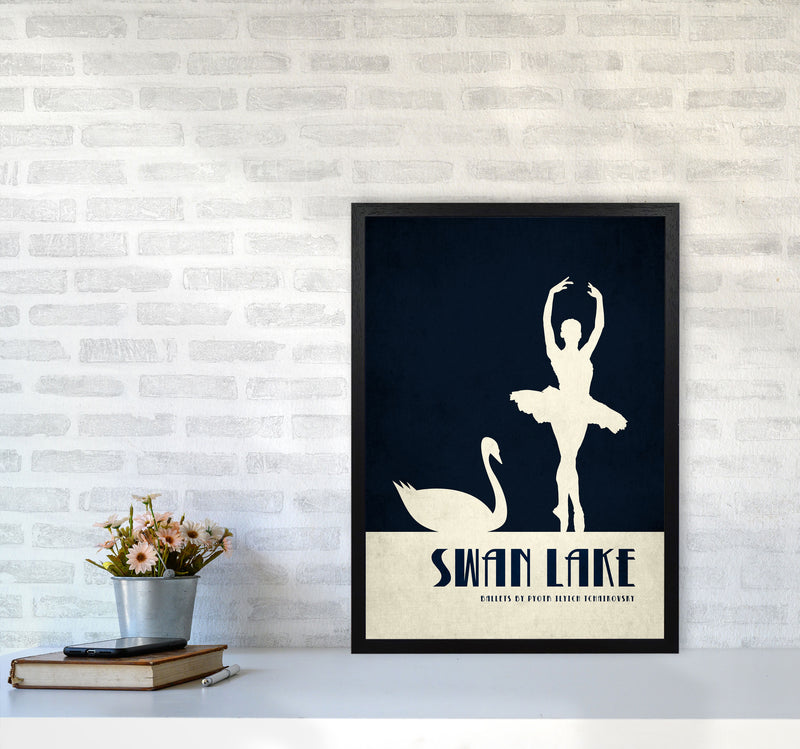 Swan Lake Ballet Poster Contemporary Art Print by Kubistika A2 White Frame