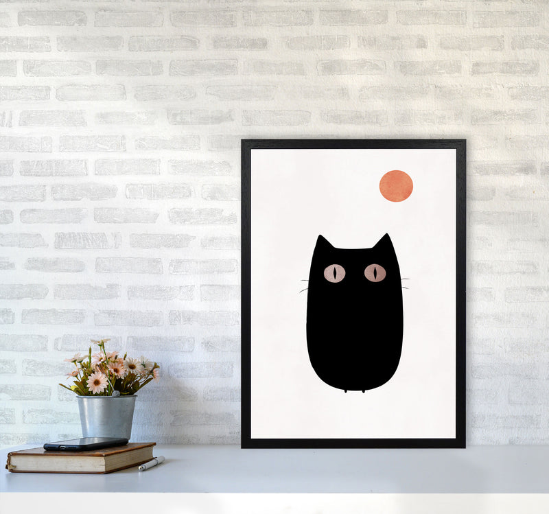 The Cat Contemporary Art Print by Kubistika A2 White Frame