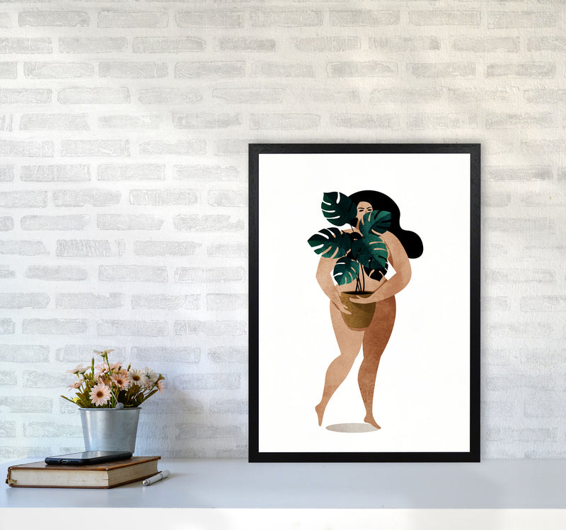Nude With Plant Contemporary Art Print by Kubistika A2 White Frame