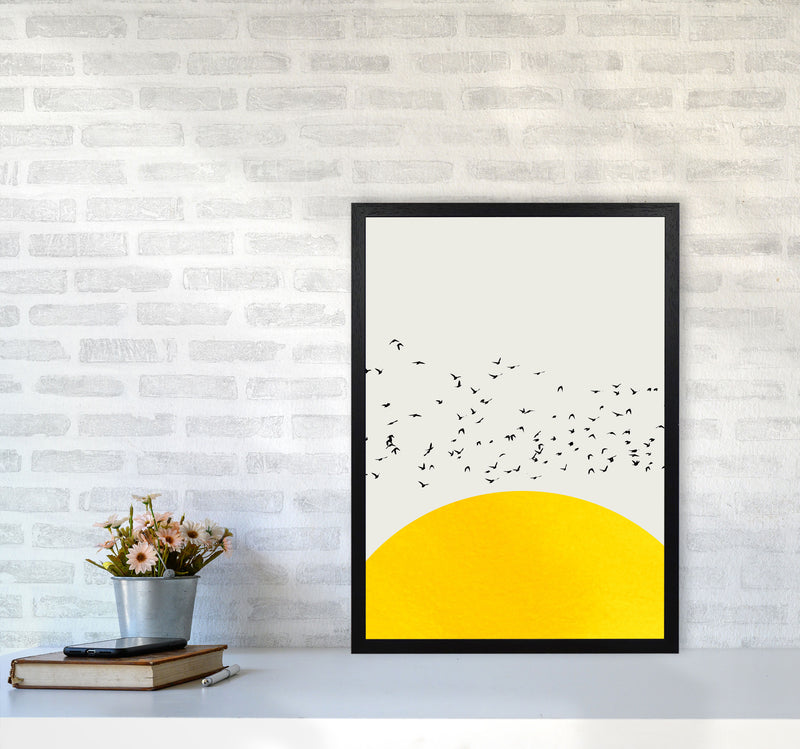 1000 Birds Modern Abstract Art Print by Kubistika A2 White Frame