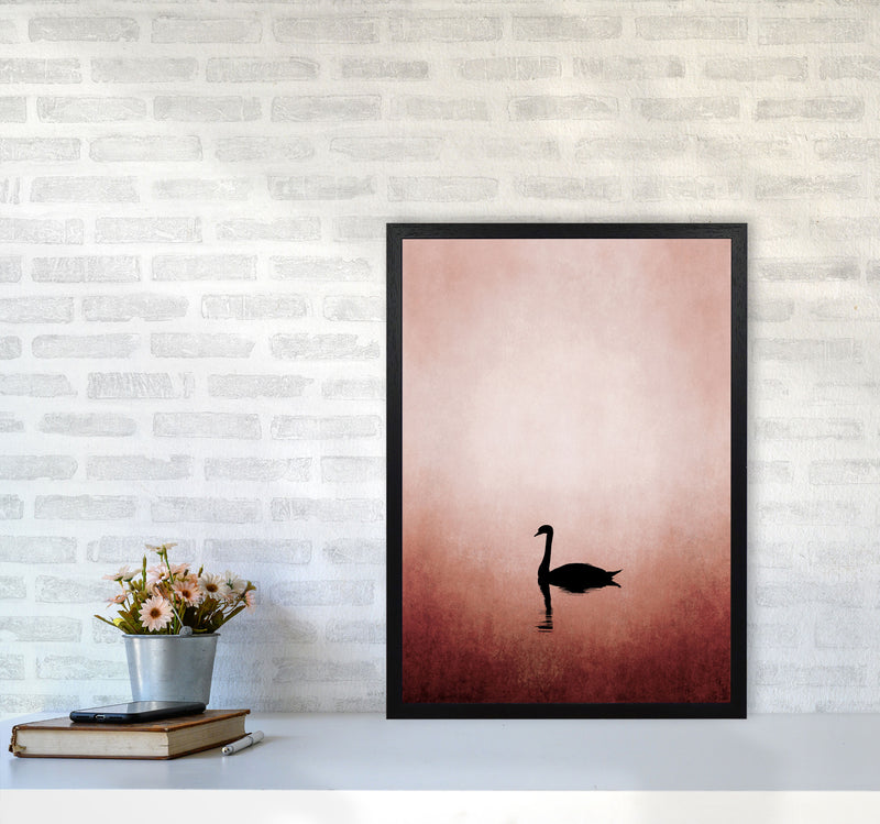 The Swan Contemporary Art Print by Kubistika A2 White Frame