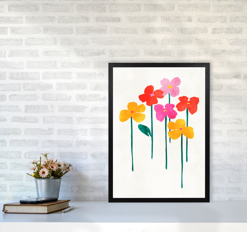 Little Happy Flowers Colourful Art Print by Kubistika A2 White Frame