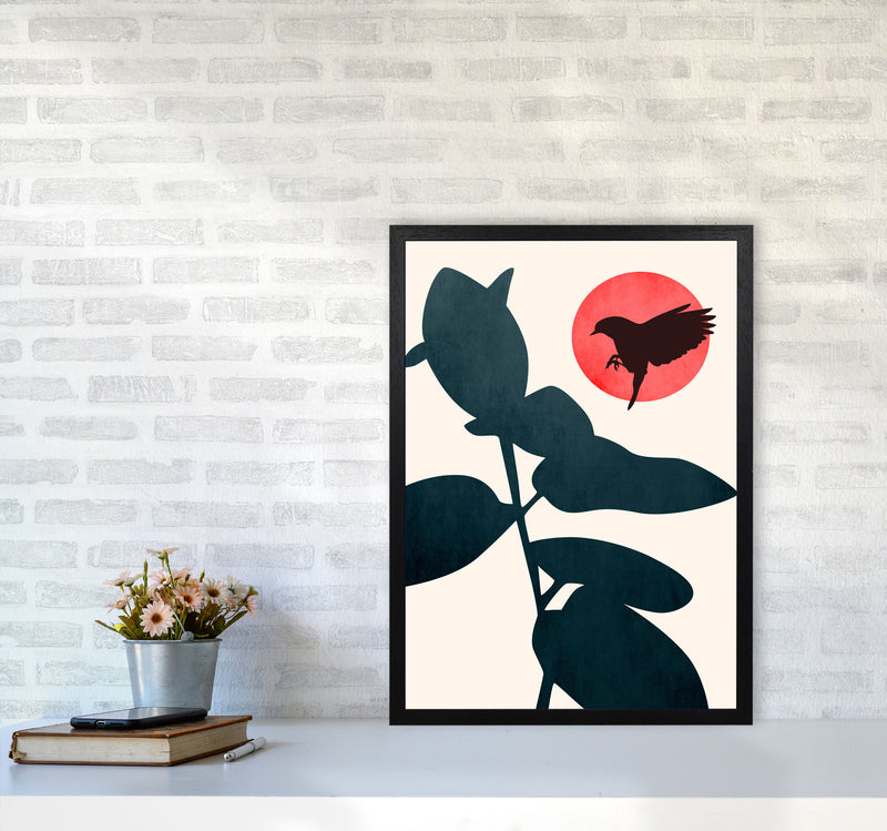 Japanese Bird Art Print by Kubistika A2 White Frame