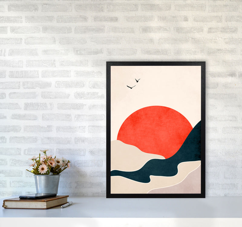 Drowning Sun Art Print by Kubistika A2 White Frame