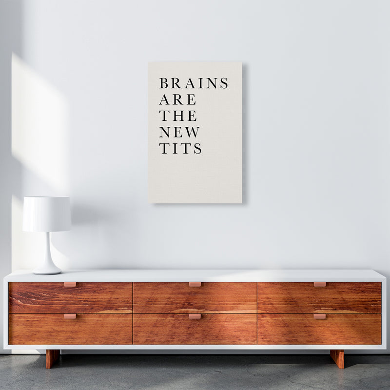 Brains Are The New Tits Funny Quote Art Print by Kubistika A2 Canvas