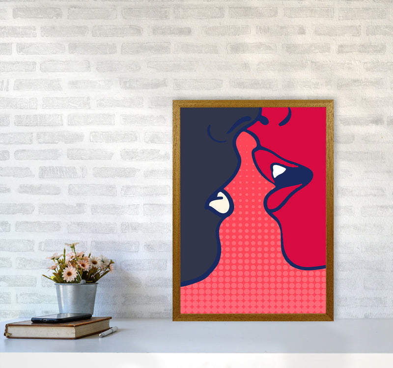 The Kiss - PINK Colourful Modern Art Print by Kubistika A2 Print Only