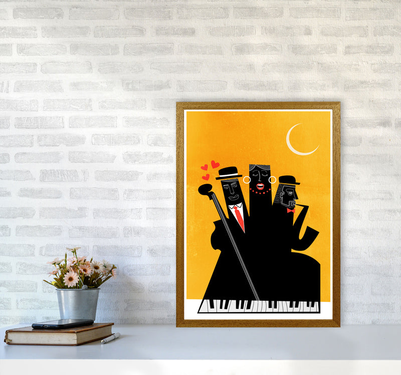 Casablanca Jazz-YELLOW Modern Music Art Print by Kubistika A2 Print Only
