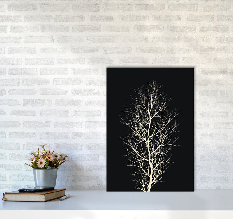 The Tree - WHITE Contemporary Art Print by Kubistika A2 Black Frame