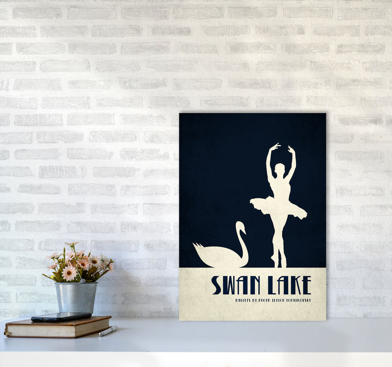 Swan Lake Ballet Poster Contemporary Art Print by Kubistika A2 Black Frame