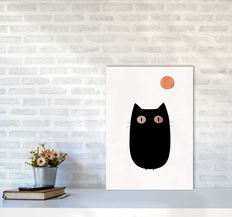 The Cat Contemporary Art Print by Kubistika A2 Black Frame