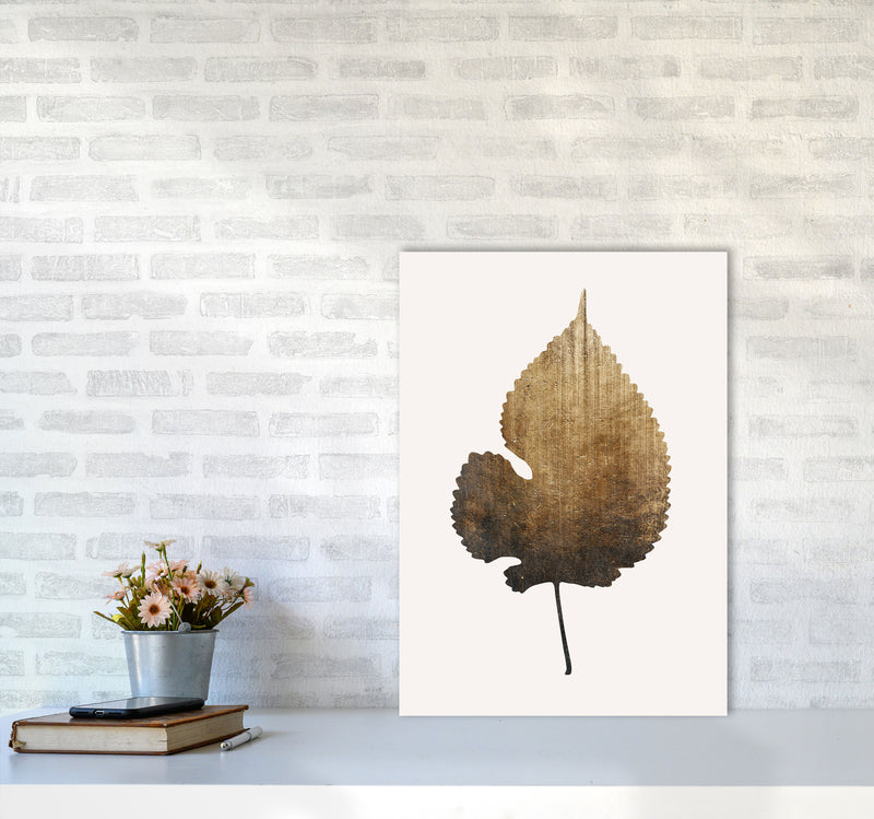 Golden leaf No Botanical Art Print by Kubistika A2 Black Frame