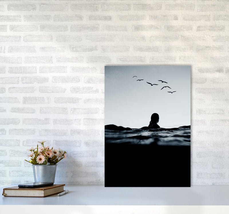 Floating Beach Photography Art Print by Kubistika A2 Black Frame