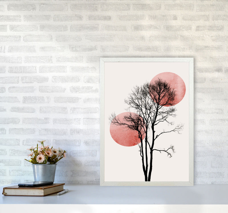 Sun and Moon hiding-ROSE Contemporary Art Print by Kubistika A2 Oak Frame