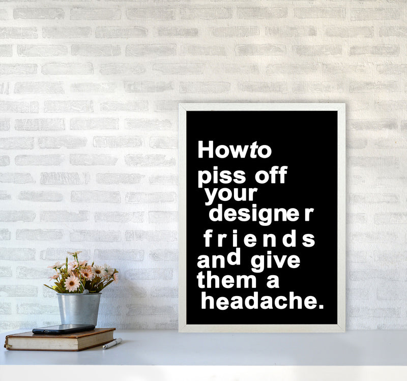 The Headache - BLACK Quote Contemporary Art Print by Kubistika A2 Oak Frame