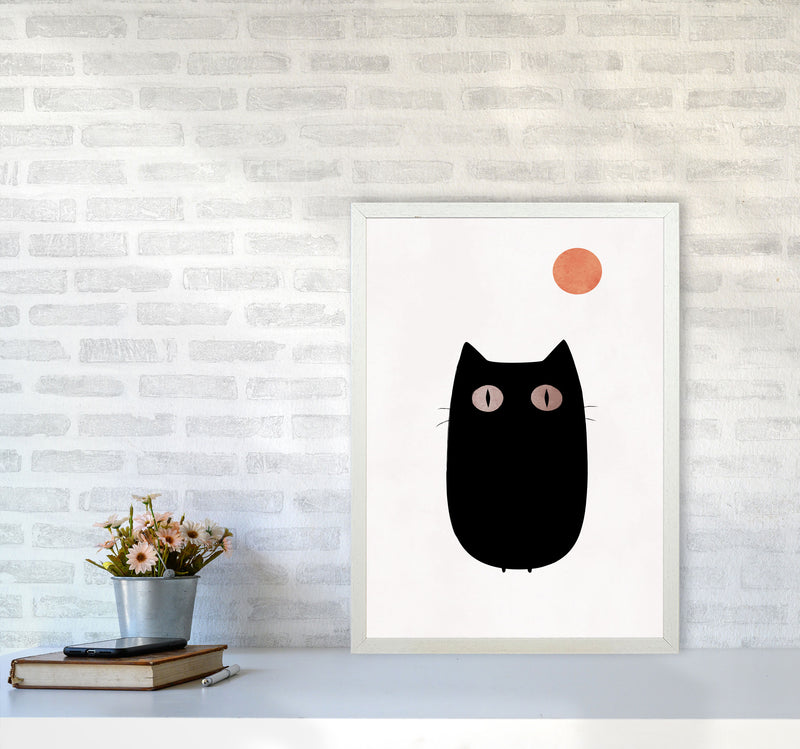 The Cat Contemporary Art Print by Kubistika A2 Oak Frame