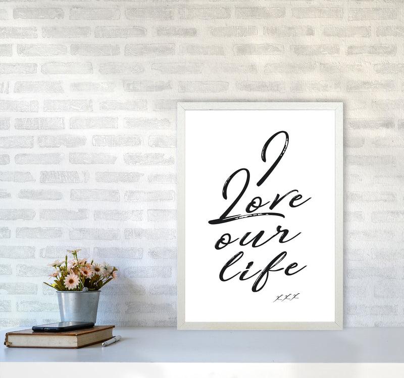 Love Our Life Quote Art Print by Kubistika A2 Oak Frame