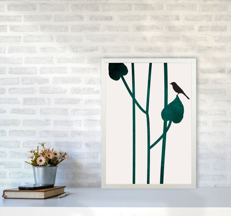 The Bird - NOIR Contemporary Art Print by Kubistika A2 Oak Frame